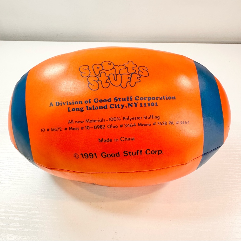 Vintage 1991 Denver Broncos Orange and Blue Stuffed Football NFL - Picture 12 of 16
